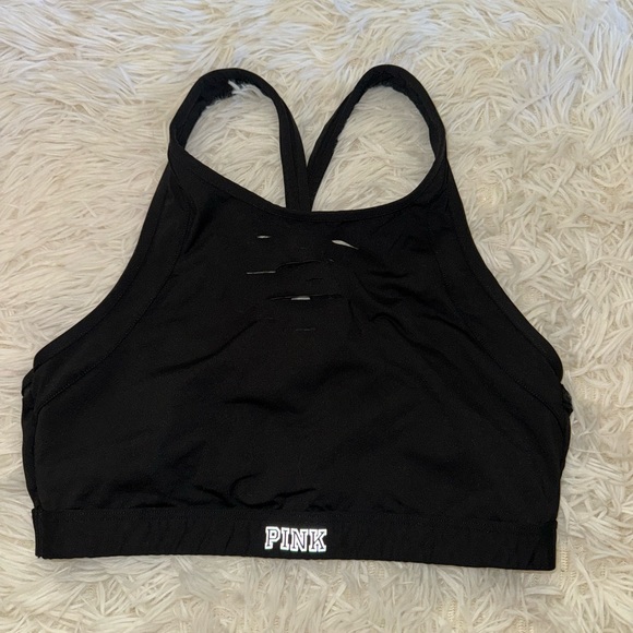 NWOT VS Pink Ultimate unlined sports bra with front slits and logo - Picture 4 of 6